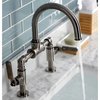 Kingston Brass Whitaker Industrial Style Bridge Bathroom Faucet W/Pop-Up Drain, Blk SS KS217KLVN